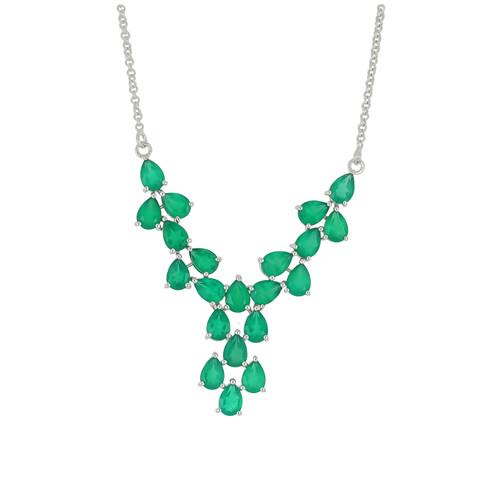 15.12 CT GREEN ONYX  SILVER NECKLACE #VNECK029893